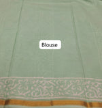 Mint Green Mulmul Zari Cotton Saree blouse
