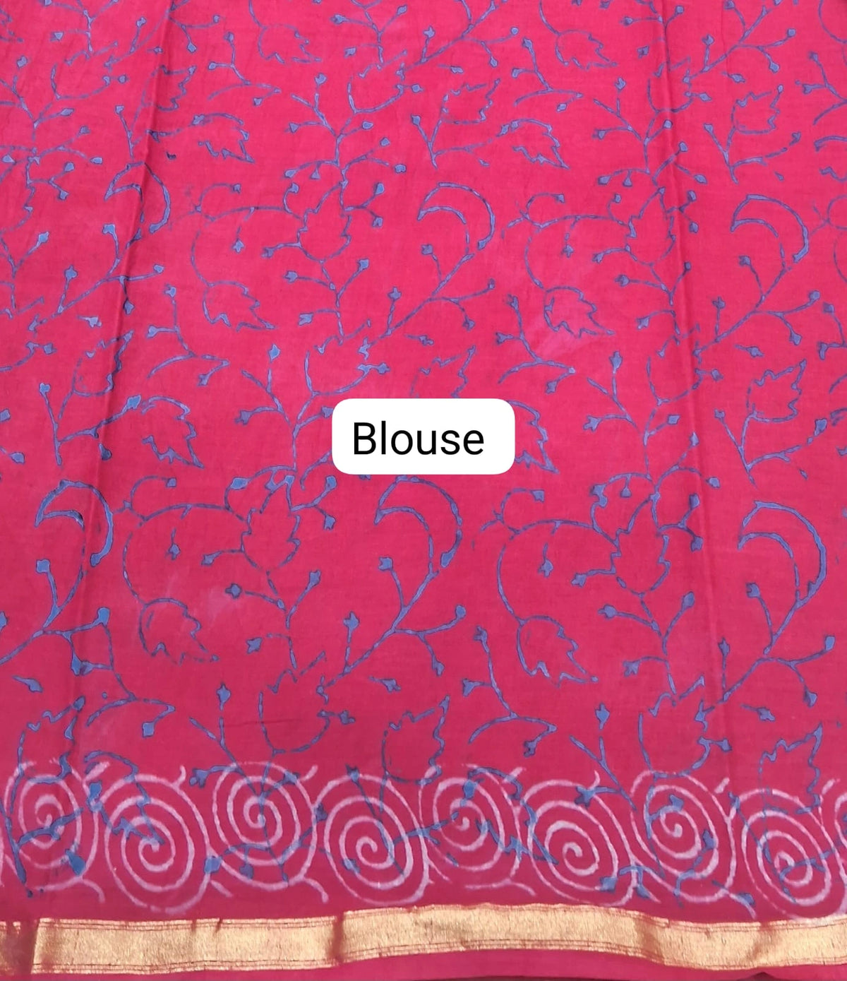 Red Mulmul Zari Cotton Saree blouse