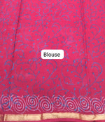 Red Mulmul Zari Cotton Saree blouse