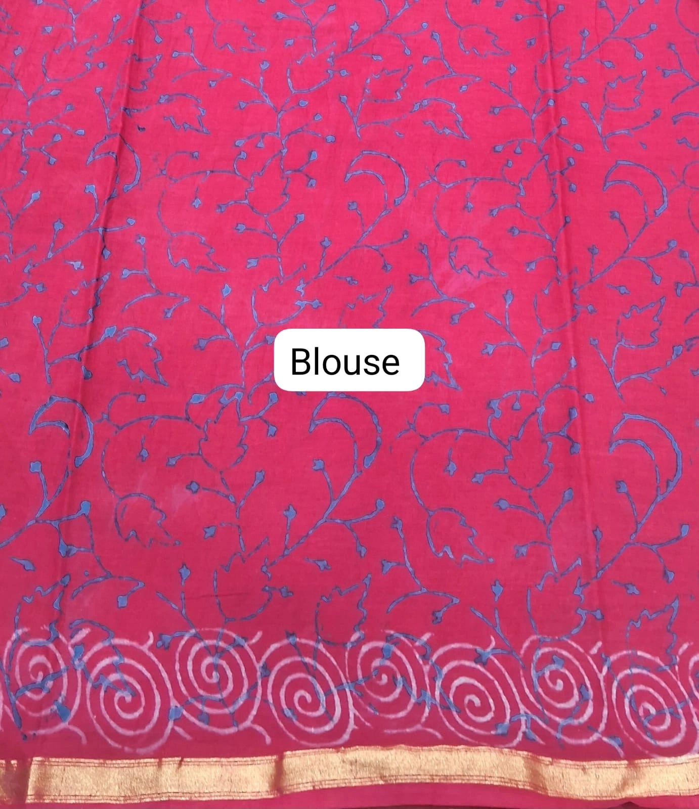 Red Mulmul Zari Cotton Saree blouse