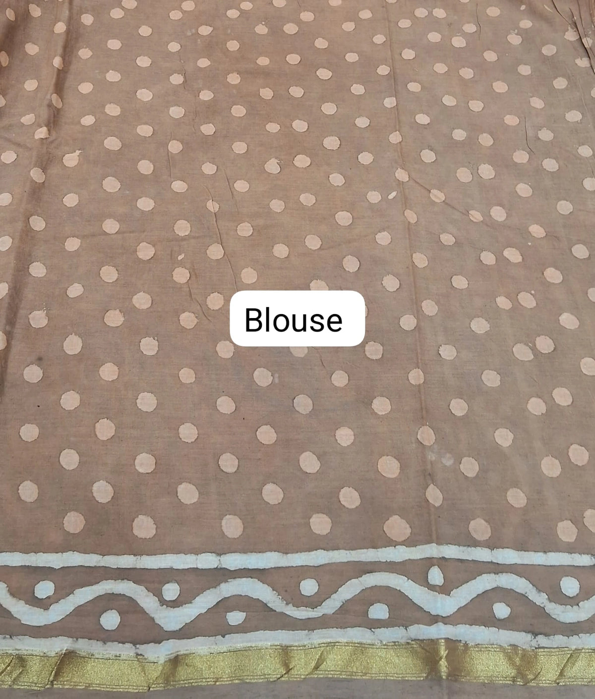 Brown Mulmul Zari Cotton Saree blouse