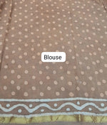 Brown Mulmul Zari Cotton Saree blouse