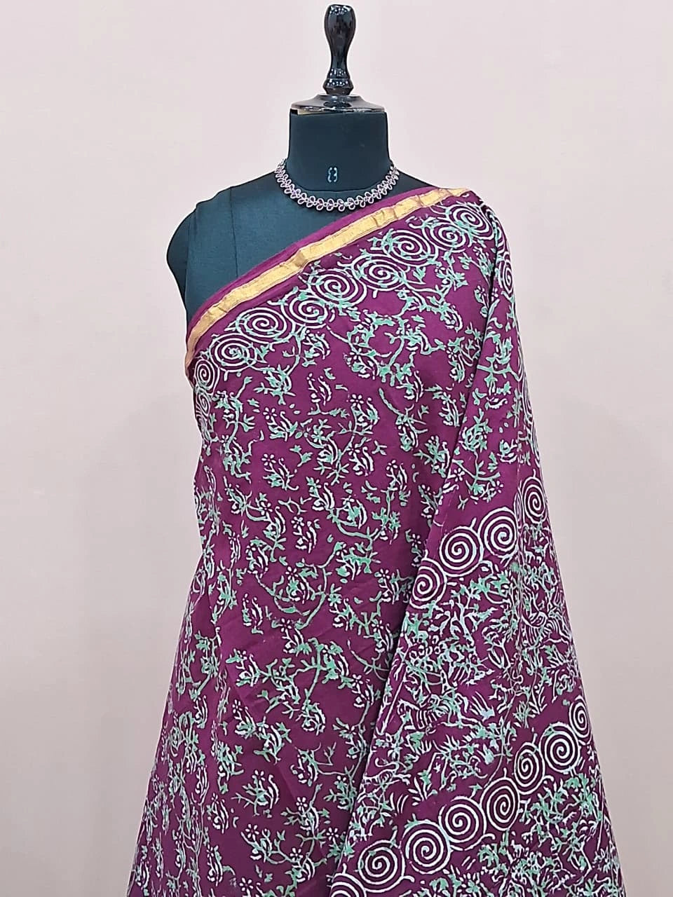 Wine Mulmul Zari Cotton Saree 1