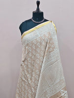 Beige Mulmul Zari Cotton Saree 1