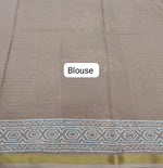 Beige Mulmul Zari Cotton Saree blouse