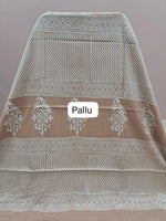 Beige Mulmul Zari Cotton Saree pallu