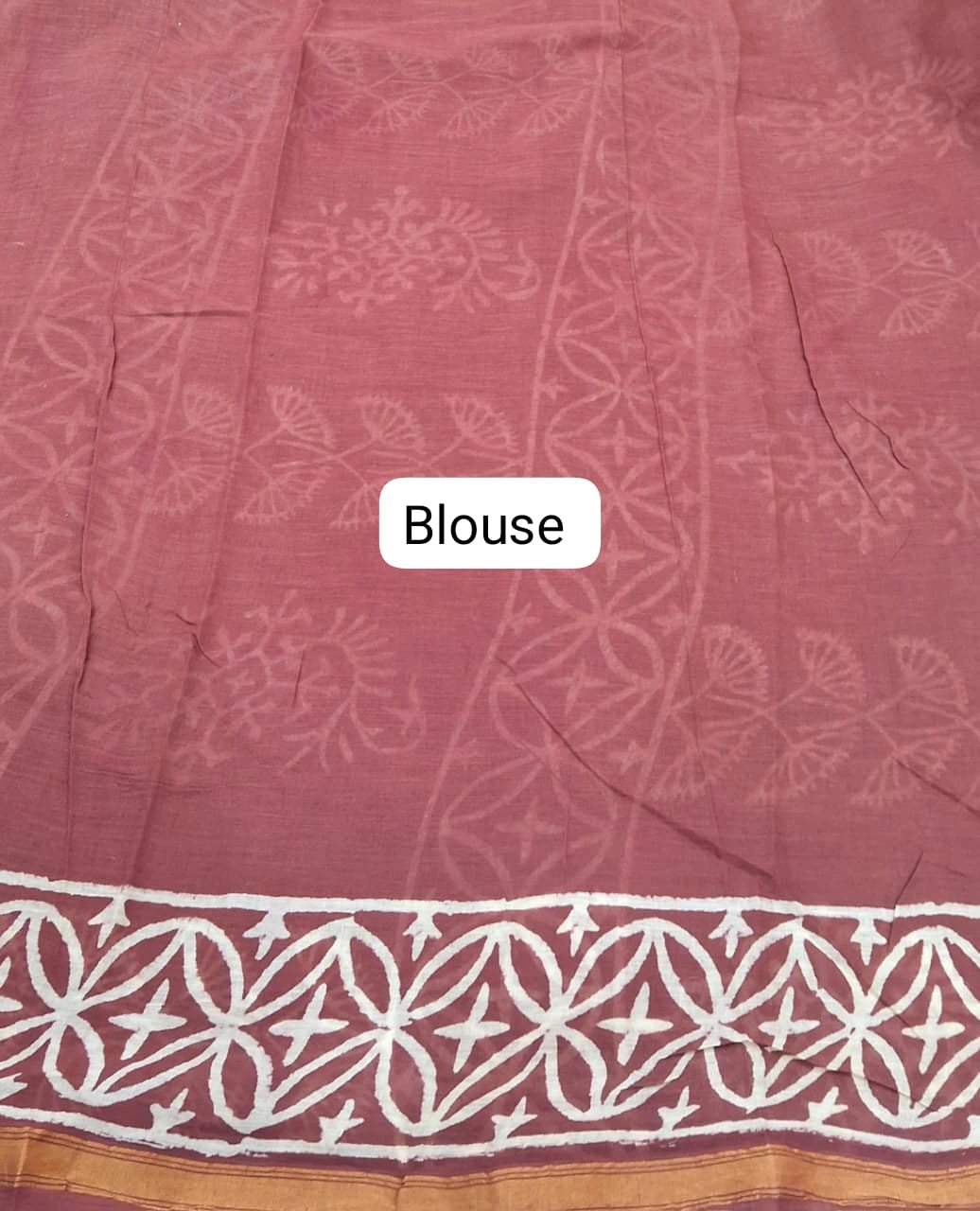 Chocolate Brown Mulmul Zari Cotton Saree blouse