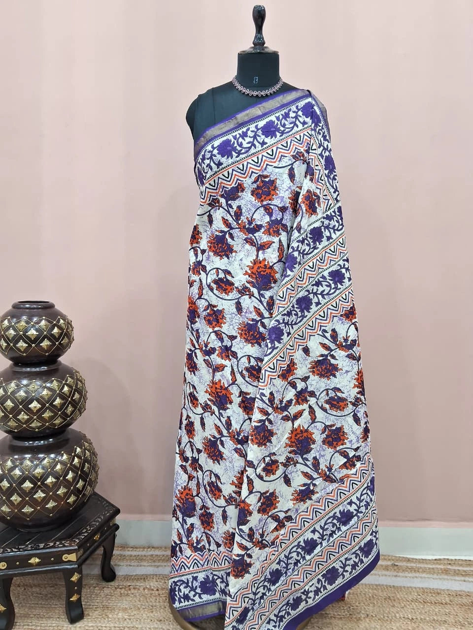 Light Blue Mulmul Zari Cotton Saree 