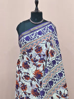Light Blue Mulmul Zari Cotton Saree 1