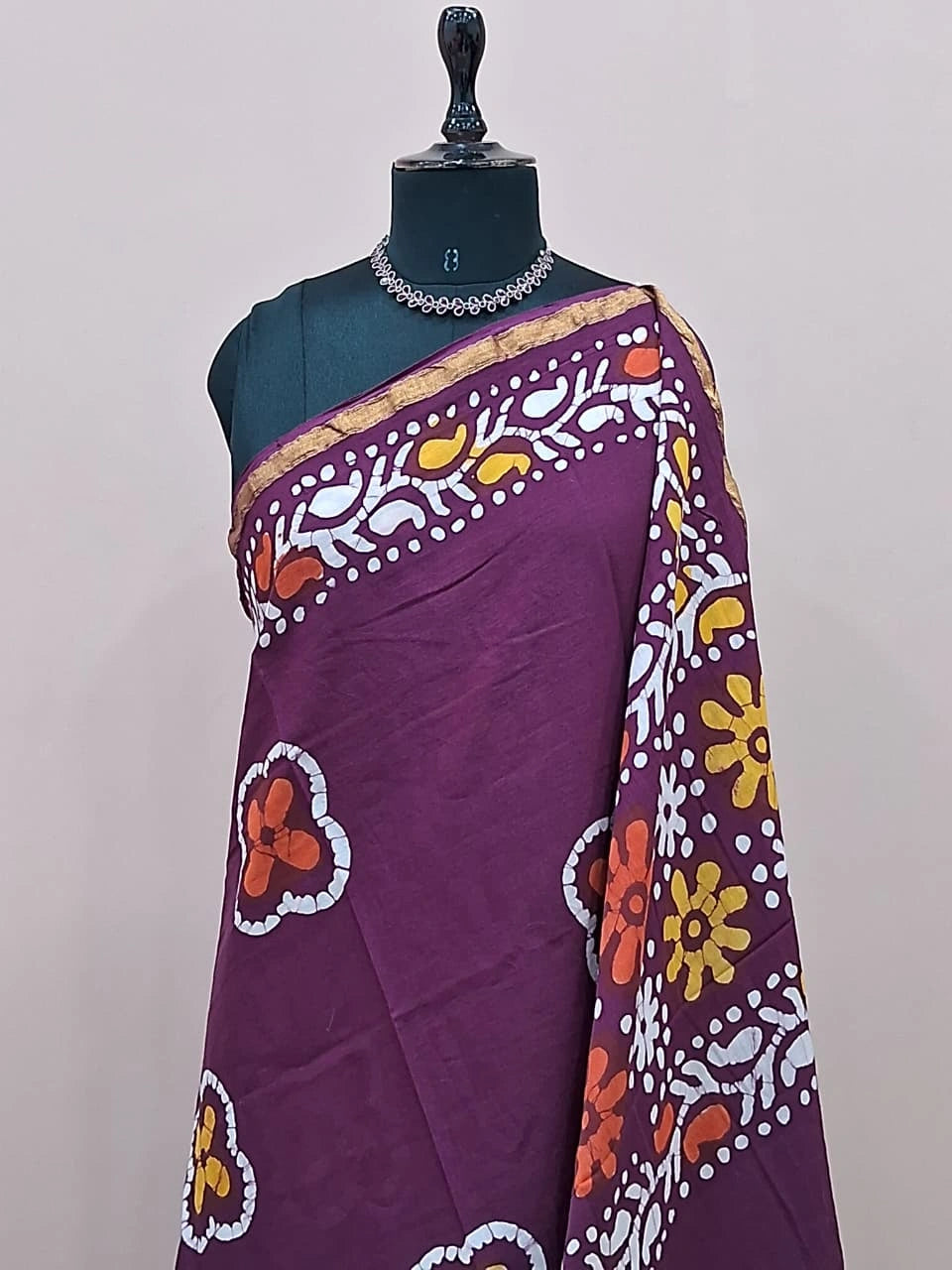 Maroon Mulmul Zari Cotton Saree 1