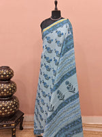 Baby Blue Mulmul Zari Cotton Saree 