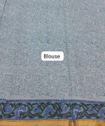 Baby Blue Mulmul Zari Cotton Saree blouse