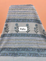 Baby Blue Mulmul Zari Cotton Saree pallu