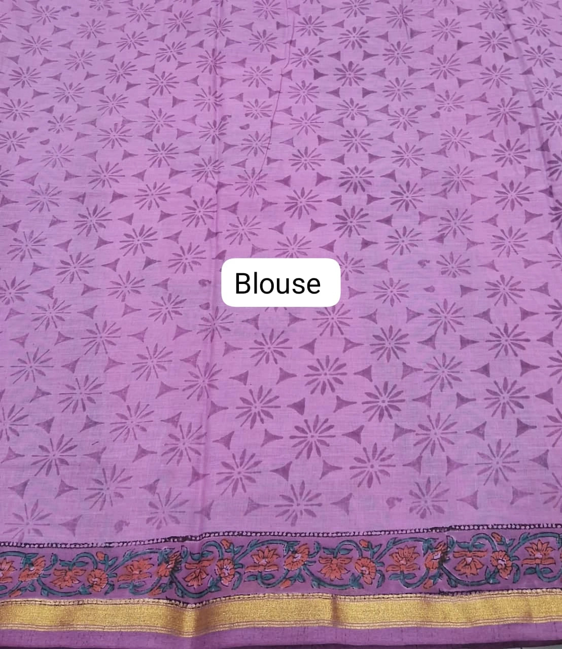 Baby Pink Mulmul Zari cotton saree blouse