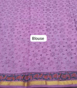 Baby Pink Mulmul Zari cotton saree blouse