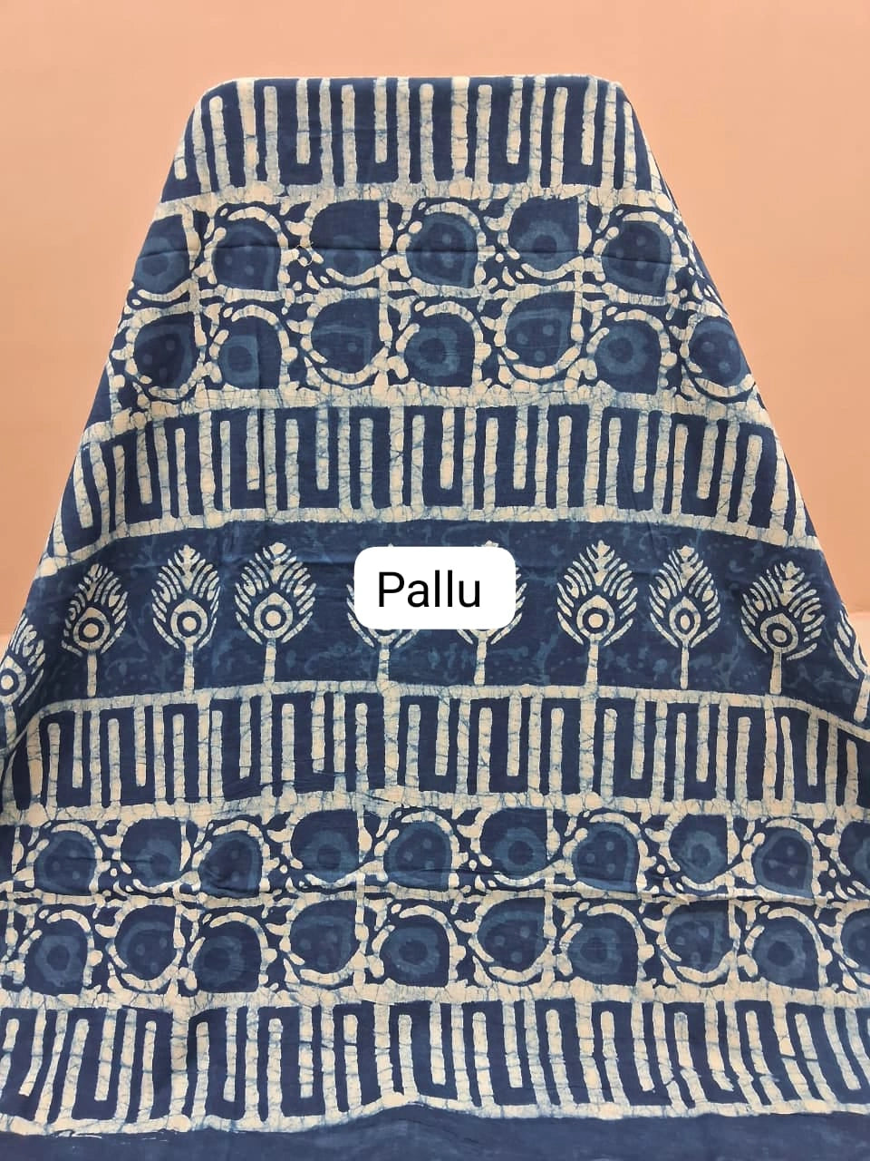 Indigo Blue Mulmul Zari Cotton Saree pallu