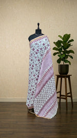 White mulmul zari cotton saree