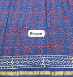 Blue mulmul zari cotton saree blouse