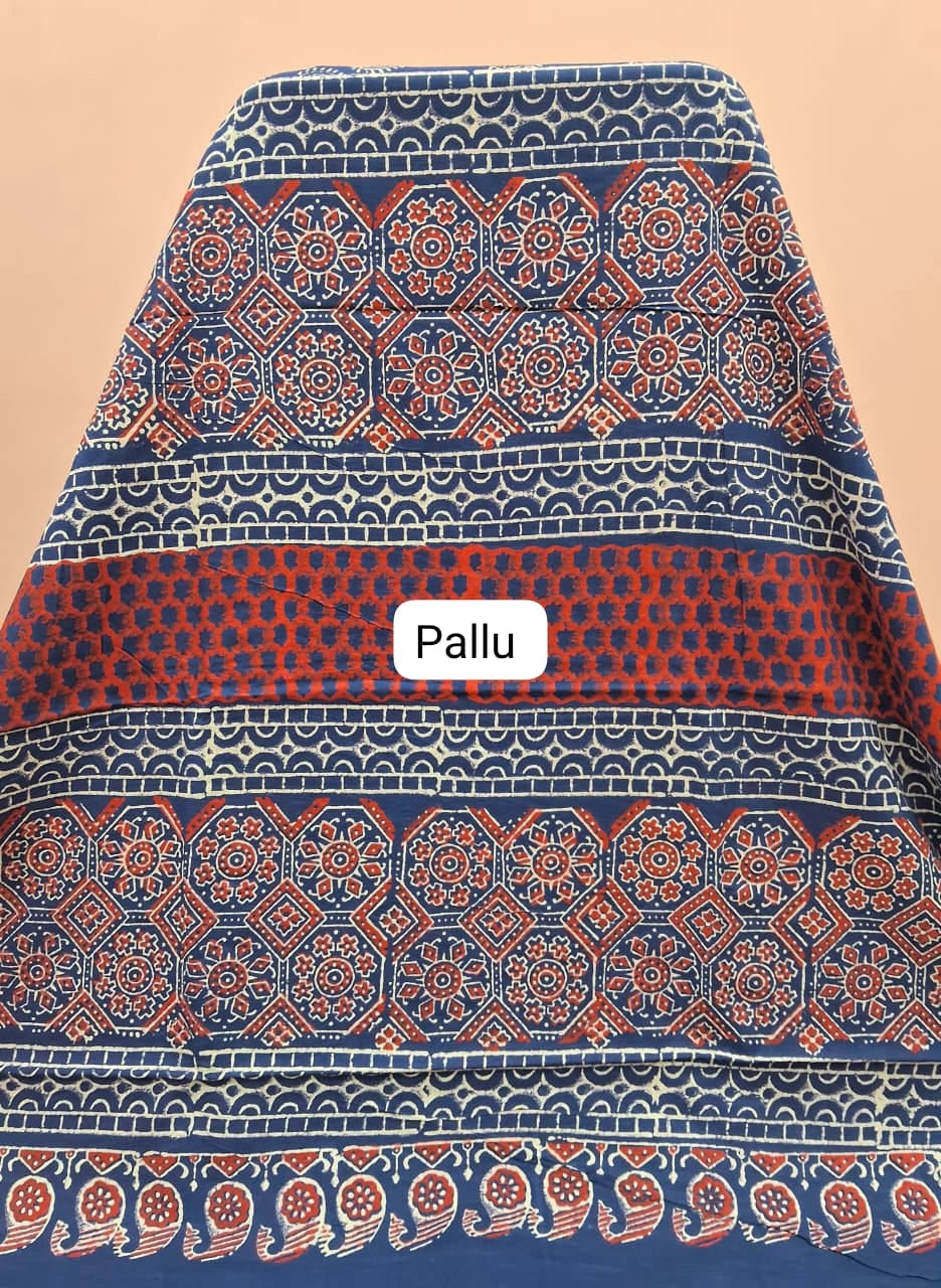 Blue mulmul zari cotton saree pallu