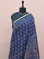 Navy blue mulmul zari cotton saree 1