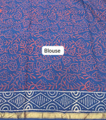 Navy blue mulmul zari cotton saree blouse