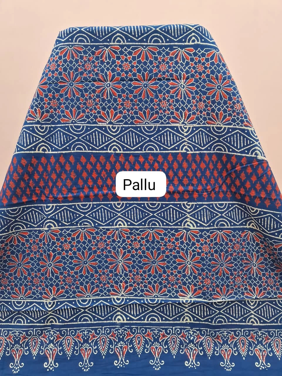 Navy blue mulmul zari cotton saree pallu