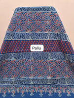Navy blue mulmul zari cotton saree pallu