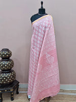 Light peach mulmul zari cotton saree 