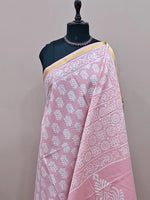 Light peach mulmul zari cotton saree 1