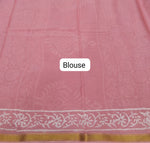 Light peach mulmul zari cotton saree blouse