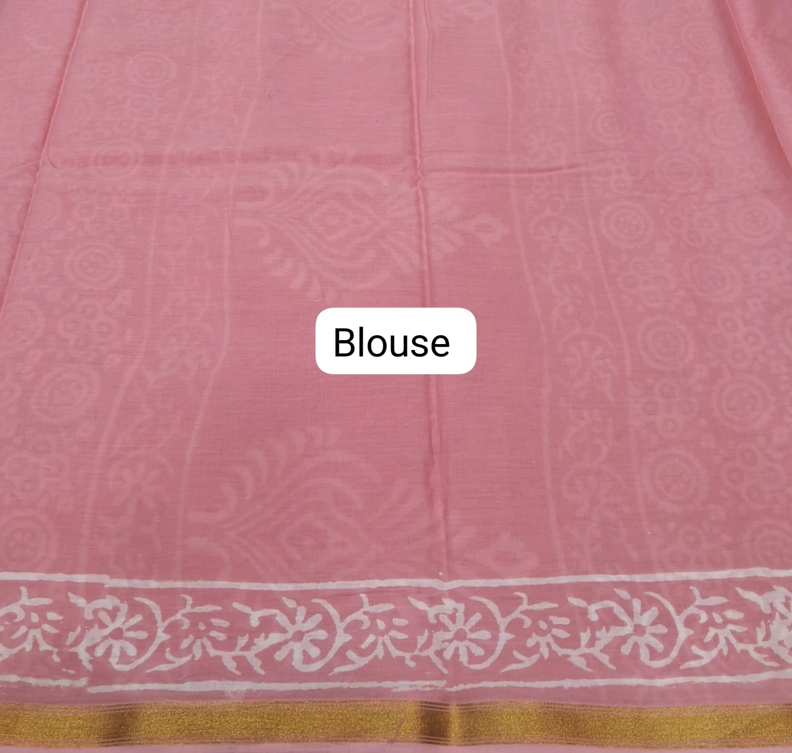 Light peach mulmul zari cotton saree blouse