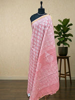 Light peach mulmul zari cotton saree