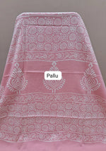 Light peach mulmul zari cotton saree pallu