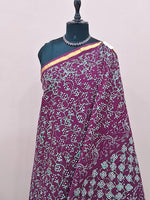 Wine mulmul zari cotton saree 1