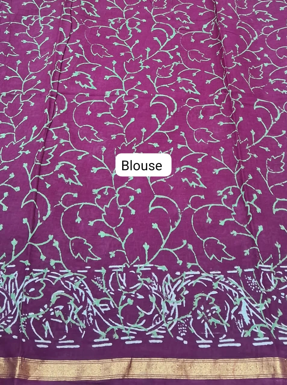 Wine mulmul zari cotton saree blouse