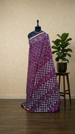 Wine mulmul zari cotton saree