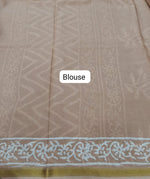Beige mulmul zari cotton saree blouse