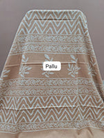Beige mulmul zari cotton saree pallu