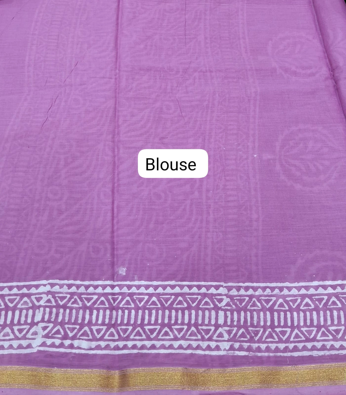Lavender mulmul zari cotton saree blouse