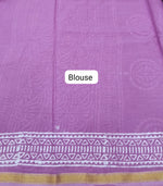 Lavender mulmul zari cotton saree blouse