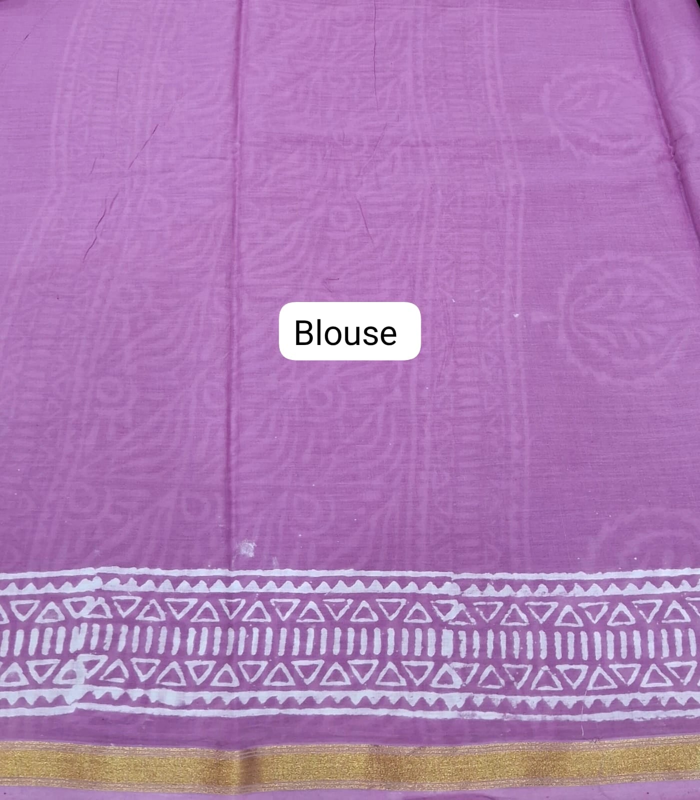Lavender mulmul zari cotton saree blouse
