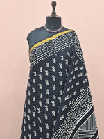 Black mulmul zari cotton saree 1