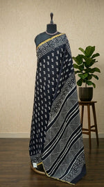 Black mulmul zari cotton saree