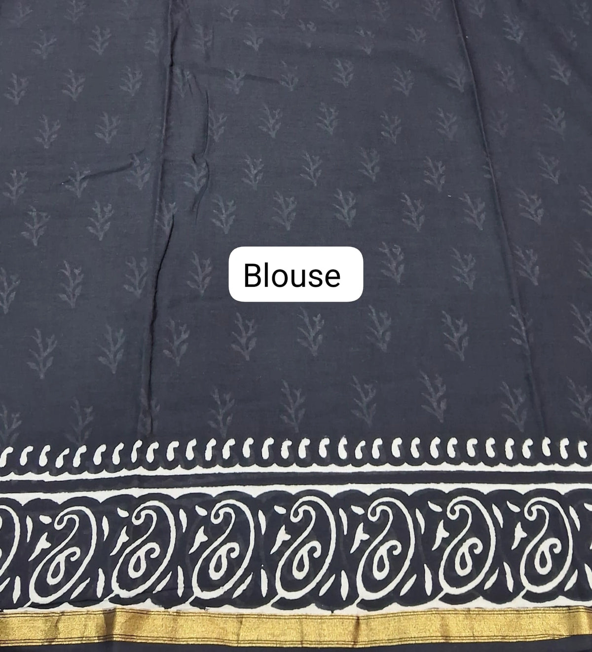 Black mulmul zari cotton saree blouse