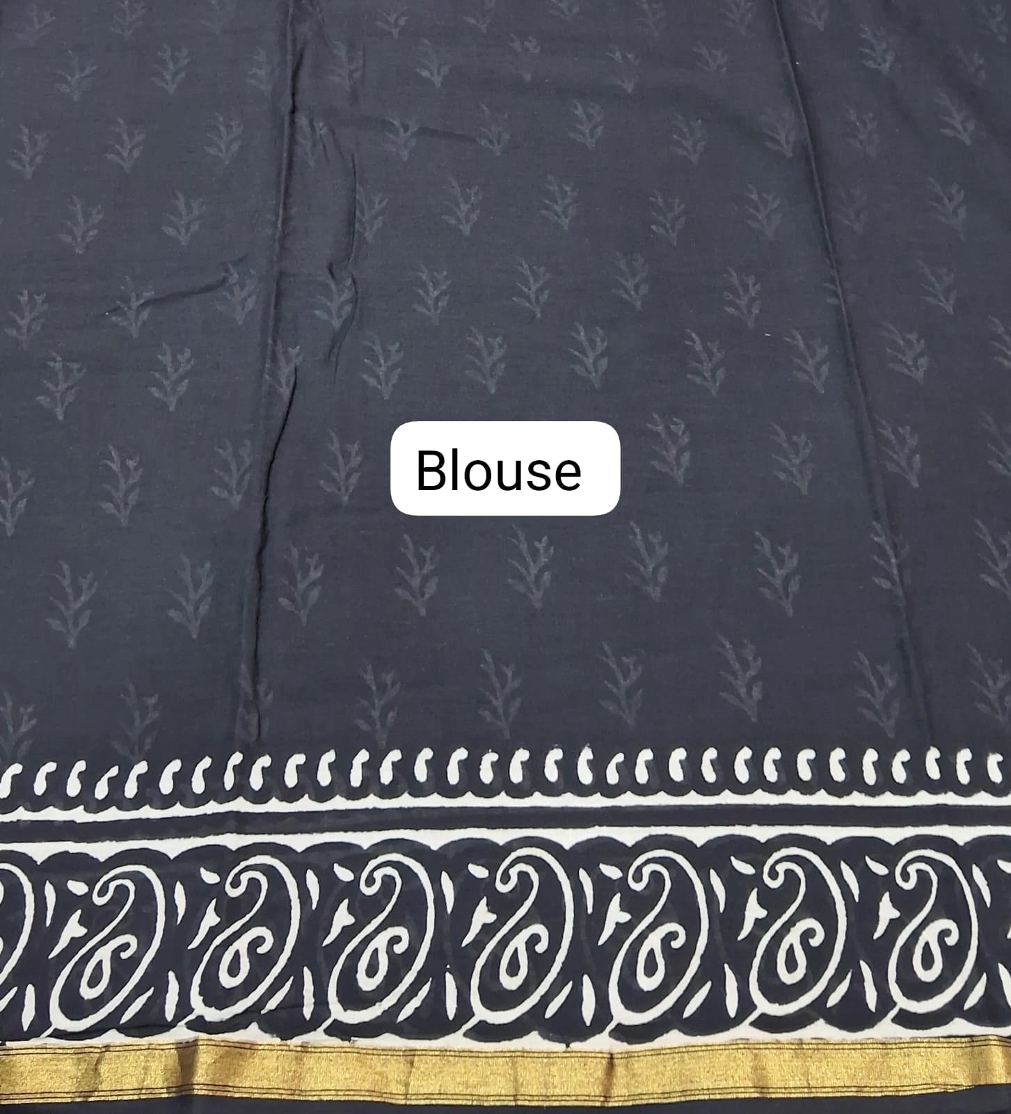 Black mulmul zari cotton saree blouse