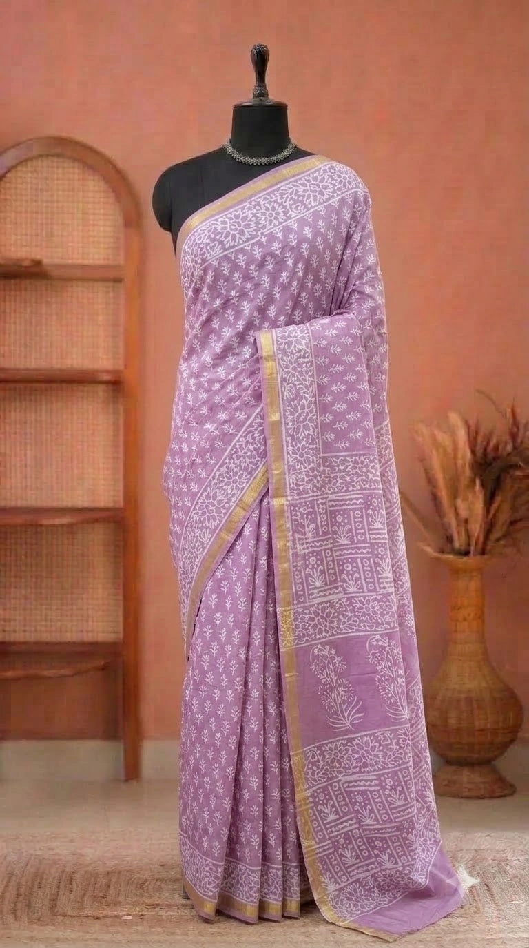 A raspberry pink mulmul zari cotton saree 