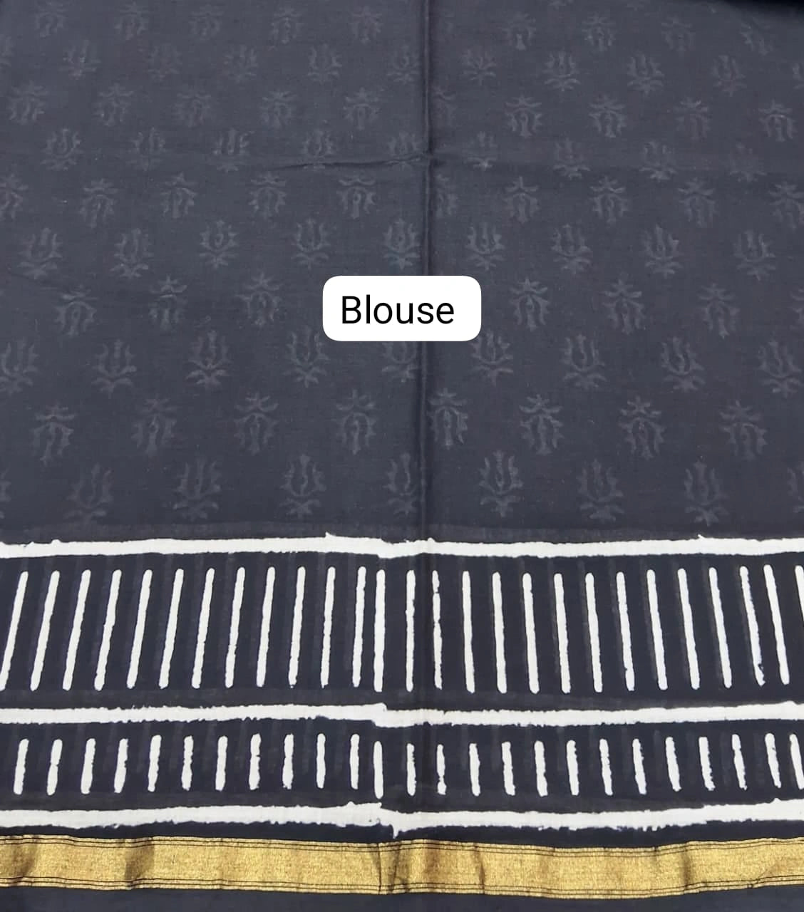 Black mulmul zari cotton saree Blouse