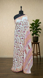 White mulmul zari cotton saree