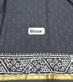 A striking black mulmul zari cotton saree blouse