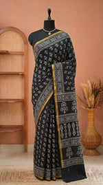 Black mulmul zari cotton saree 